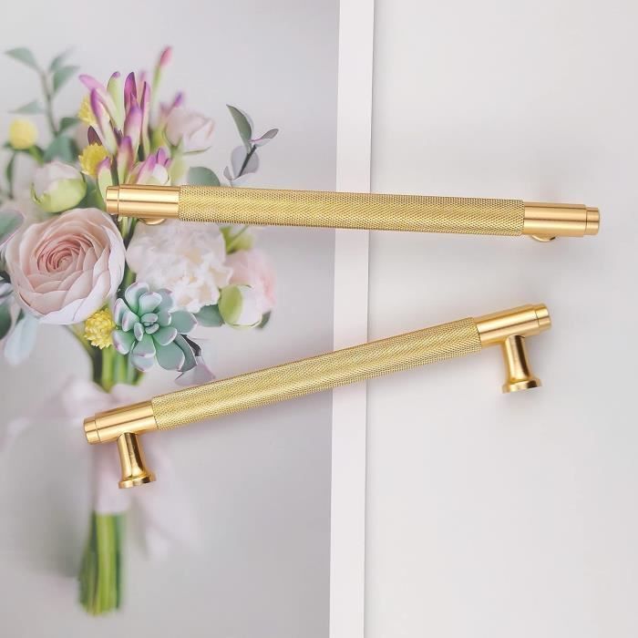 Lot De 6 Poignées De Porte Dorées Brossées – Style Intérieur Moderne – Quincaillerie Facile à Installer