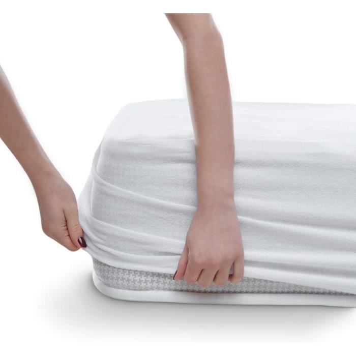 Protège matelas 160x200-30cm | Alèse Imperméable et Micro Respirante | Souple et Silencieux-gris