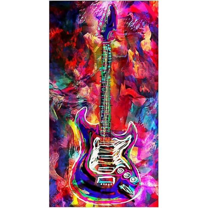 Diamond Painting Guitar Magique Rouge - 45x85cm, Strass Ronds, Kit Complet DIY, Artisanat Cadeau Déco