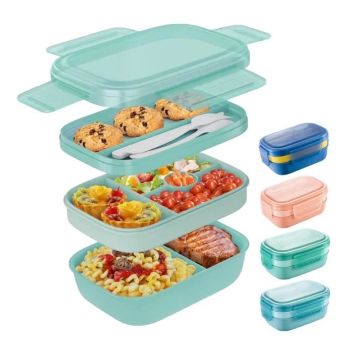 twirush Bento Box Boîte à sandwich pour enfant avec 3 compartiments et set de couverts, boîte à