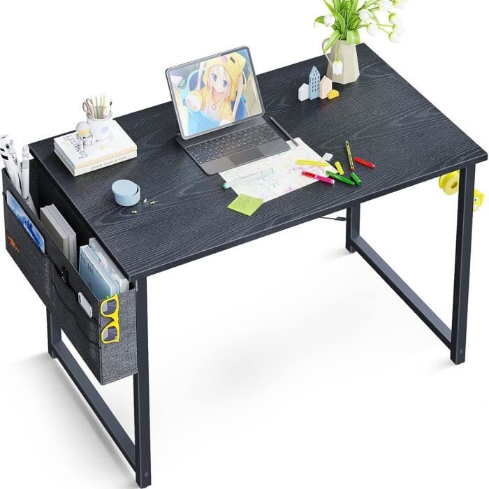 Bureau D'ordinateur ODK Noir 100x48x73.5 Cm Avec Rangements - Neuf