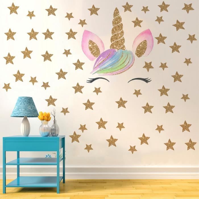 Stickers muraux Licorne avec contes de contes de stars s'adapte au décor  des filles de la chambre à coucher - Cdiscount Maison