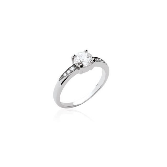 Bague solitaire argent rhodie oxyde best sale