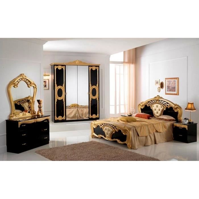 Chambre A Coucher Complete Modele Cristina Noir Brillant Laquee Et Dore Achat Vente Chambre Complete Chambre A Coucher Complete Soldes Cdiscount