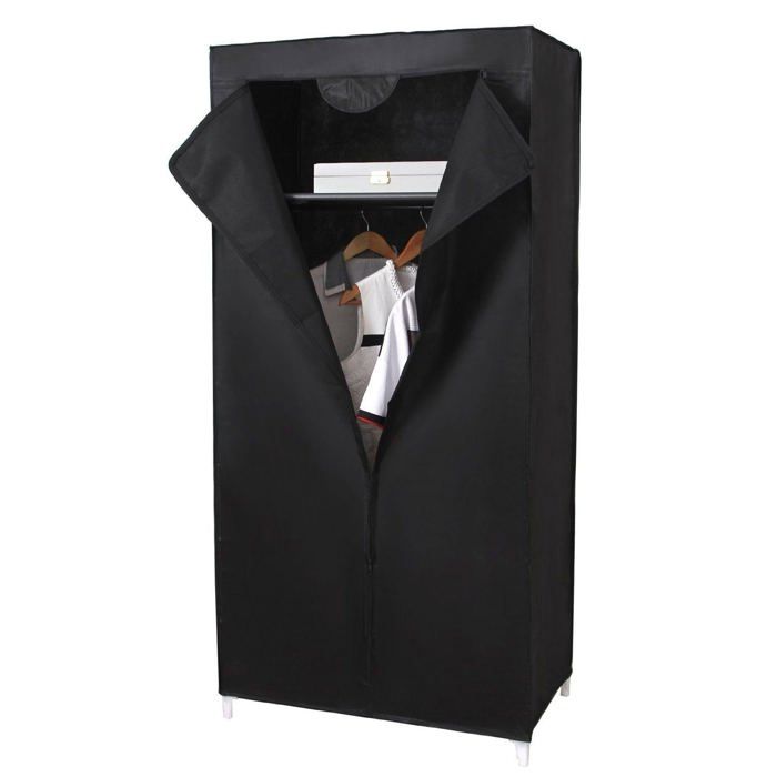 Armoires penderie tissu meuble de rangement noir 160 cm 2012030