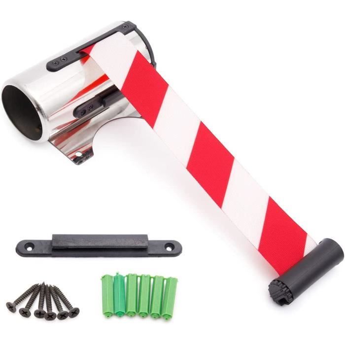 Barrière De File D'attente Rétractable Murale - Sangle Nylon 5 M, Pour Contrôle Des Foules, Magasins, événements