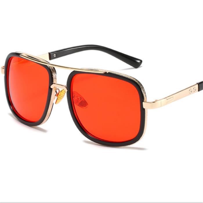 LUNETTES Homme Lunettes de soleil a monture epaisse a la mode europeenne et americaine rouge SJZ Achat Vente lunettes de soleil Cdiscount
