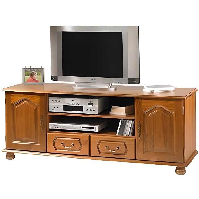 ACTUAL DIFFUSION Meuble TV Banc Ch&ecirc;ne 2 Portes 2 Tiroirs