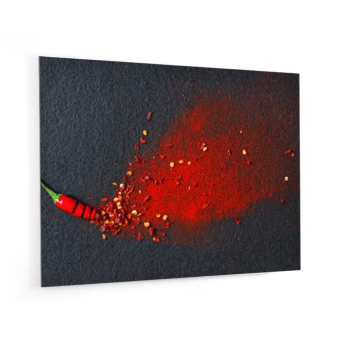 Fond De Hotte Piment Rouge Et Ardoise En Panneau Composite Aluminium L 90 X H 70 Cm Achat Vente Credence Fond De Hotte Piment Rouge Cdiscount