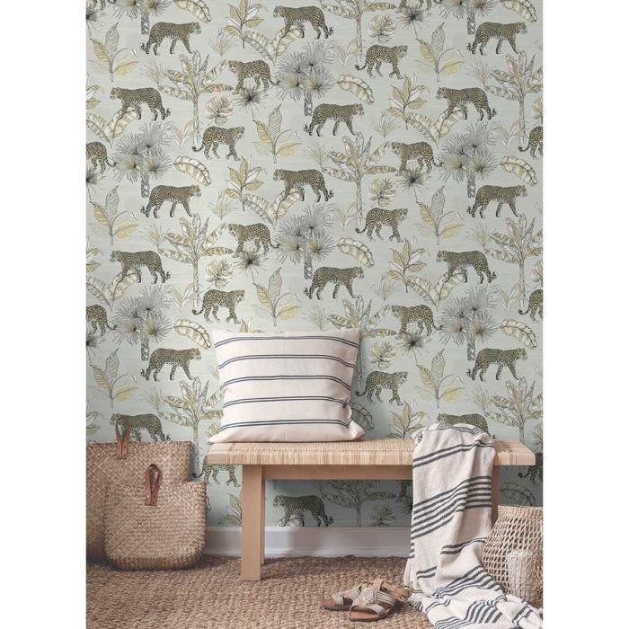 Léopard Imprimé Animal Paillettes Papier Peint Arthouse texturé gris taches