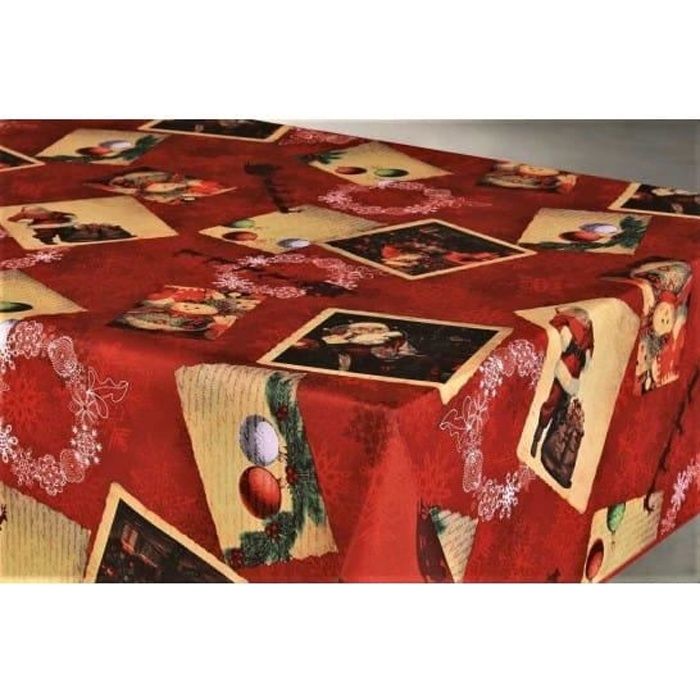 Nappe De Noël Rectangulaire Anti-taches 240x148 Cm - Multicouleur - Polyester - Neuf