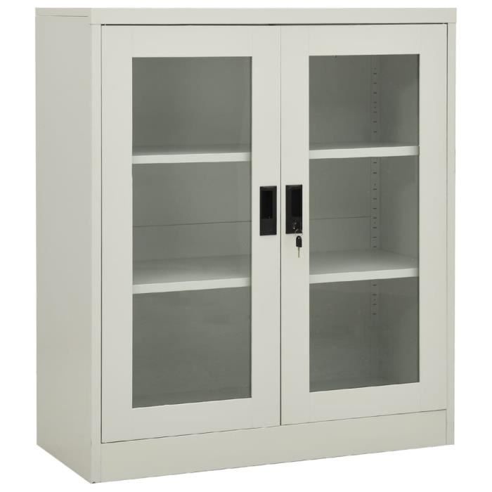 plus moderne© armoire de bureau gris clair 90x40x105 cm acier bonboutique®vttwfa®