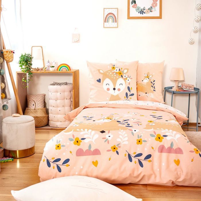 Parure De Lit Enfant MATT & ROSE 140x200cm - Coton Oeko-TEX Imprimé Animaux Réversible
