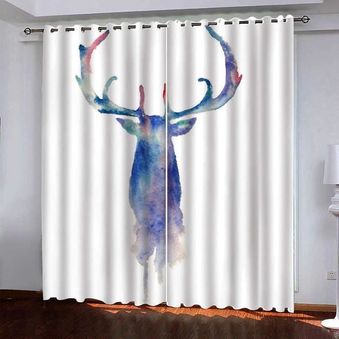Rideaux d'impression 3D - [Z531] - Élan abstrait aquarelle ...