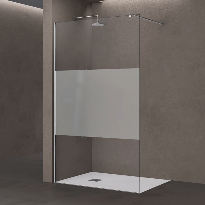 paroi de douche a l italienne 160cm avec bande opaque pare douche sogood bremen1ms 160x200 verre de securite barre rectangulaire cdiscount bricolage