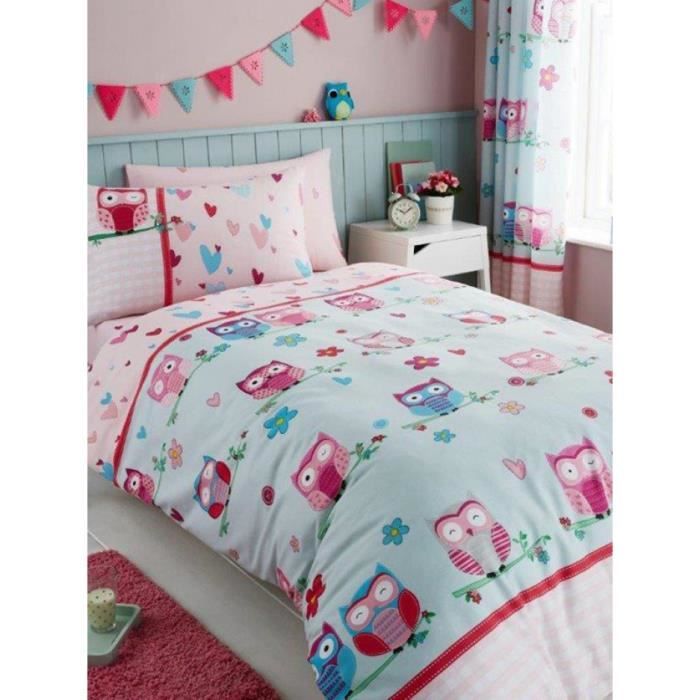chouette simple Ensemble de couverture /& taie d/'oreiller Chambre d/'enfant