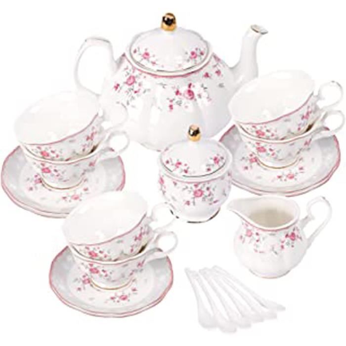Ensembles de thé pour adultes Ensemble de thé avec théière Service à thé de  mariage Ensemble de tasses à café en céramique Ensemble de tasses en  porcelaine avec tasse à thé et