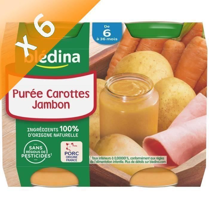 Lot De 6 Bledina Petits Pots Puree Carottes Jambon 2x0 G Des 6 Mois Achat Vente Legumes Cuisines Lot De 6 Bledina Petits Pots Puree Carottes Jambon 2x0 G Des 6 Mois Cdiscount