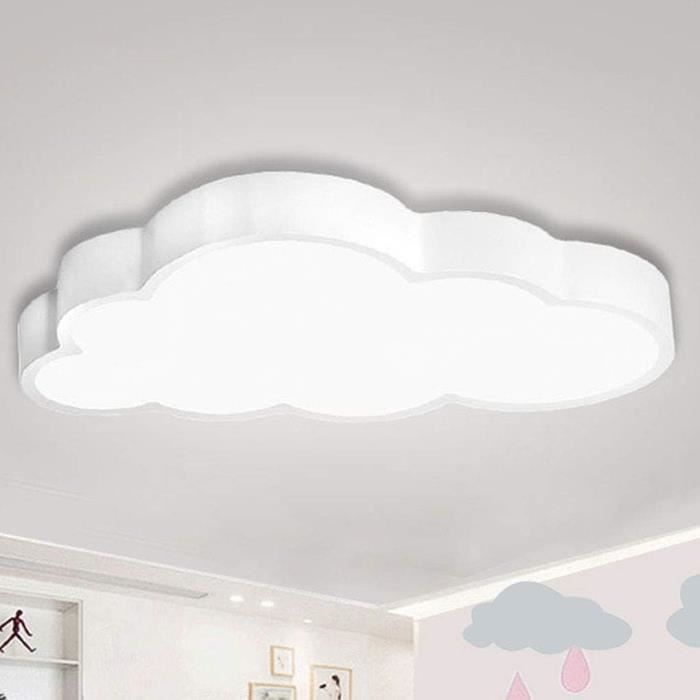 FANLG Plafonnier LED Nuage 50cm - Lampe Plafond Chambre Enfant Lumière Blanche Chaude 3000K, Design Bois Et Acrylique Élégant