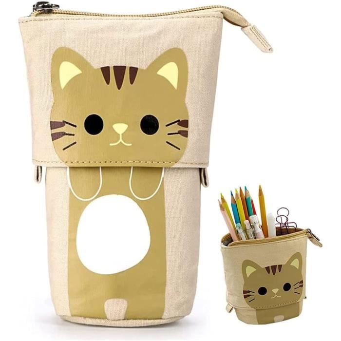 Ensemble De 2 Sacs En Coton Avec Motif Chat - Sac Fourre-Tout Et Trousse à Maquillage, Cadeau Idéal Pour Femmes