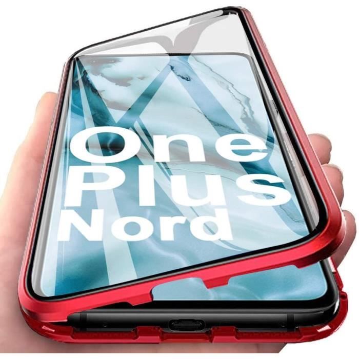 Coque OnePlus Nord Adsorption Magnétique 360 Degré Protection Haptique Ultra Mince Verre Trempé