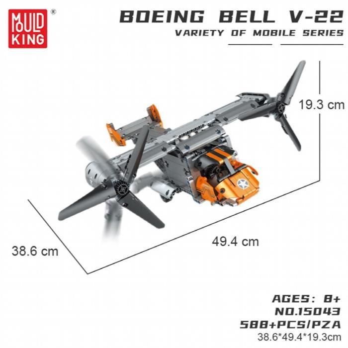 Jeu De Construction Avion Bell Boeing V22 Osprey En Briques - Thème Avion De Chasse USA - Compatible COBI - 8-11 Ans