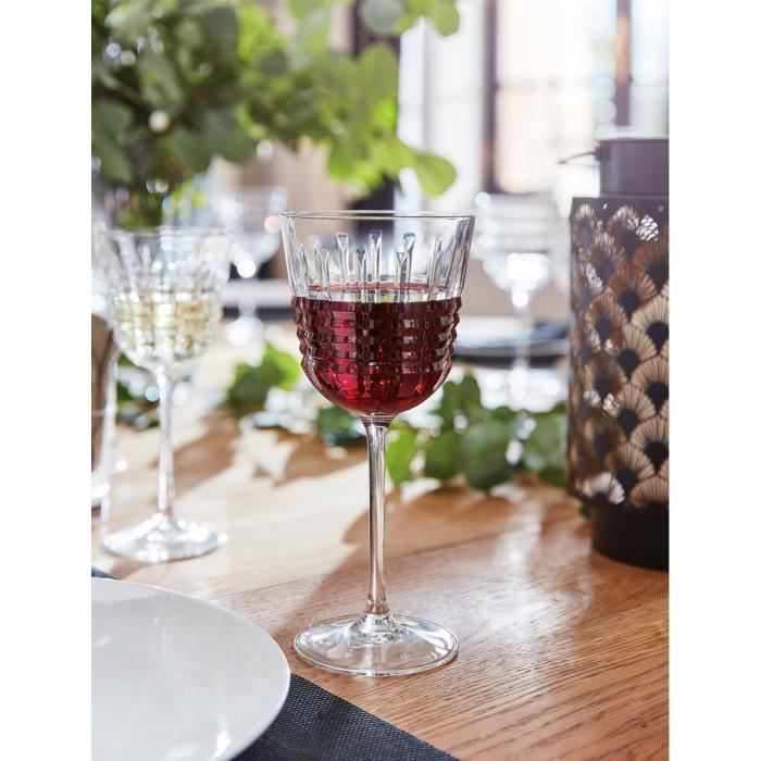 6 verres à vin 35cl Rendez-vous - Cristal d'Arques - Kwarx au design vintage Cristal Look