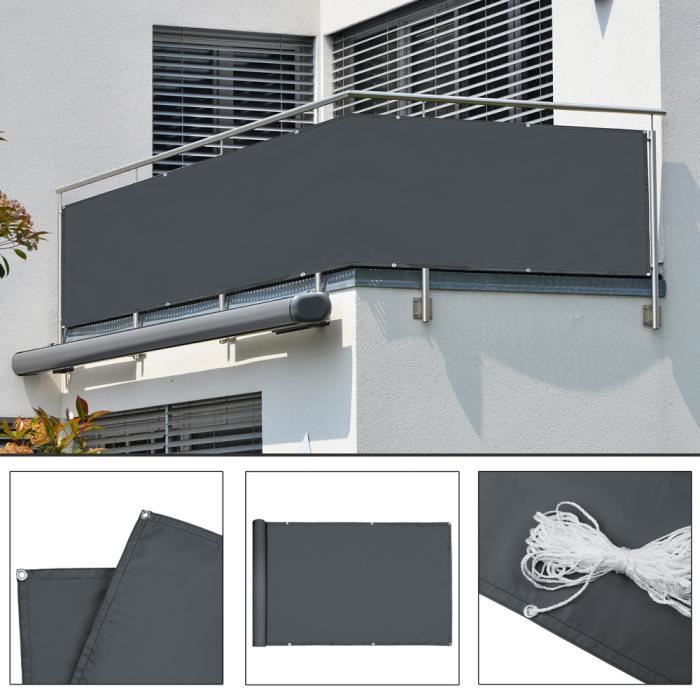WOLTU GZZ1183an01 Brise Vue renforcé pour Balcon Jardin Protection Contre Le Vent Protection visuelle,Brise-Vue occultant 150g/m² 1,8x6m,Anthracite 