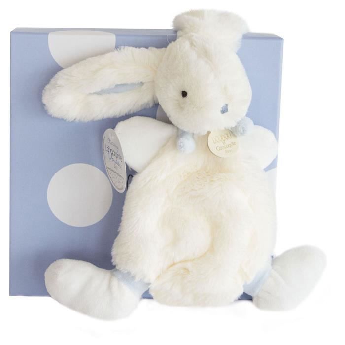 Doudou bio plat Lapin grand modèle 25cm