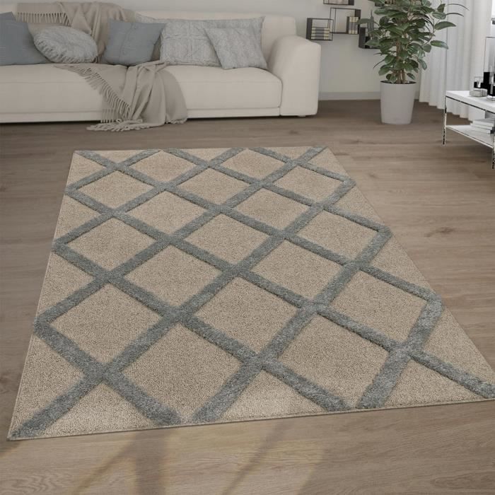 Tapis De Salon Moderne Aspect Marbre Gris Et Crème – Traum – 30% Polyester 70% Polypropylène