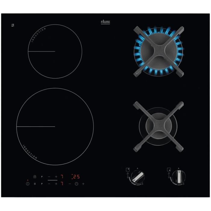 Table de cuisson mixte gaz / induction FAURE l59 x P52 cm 4 zones