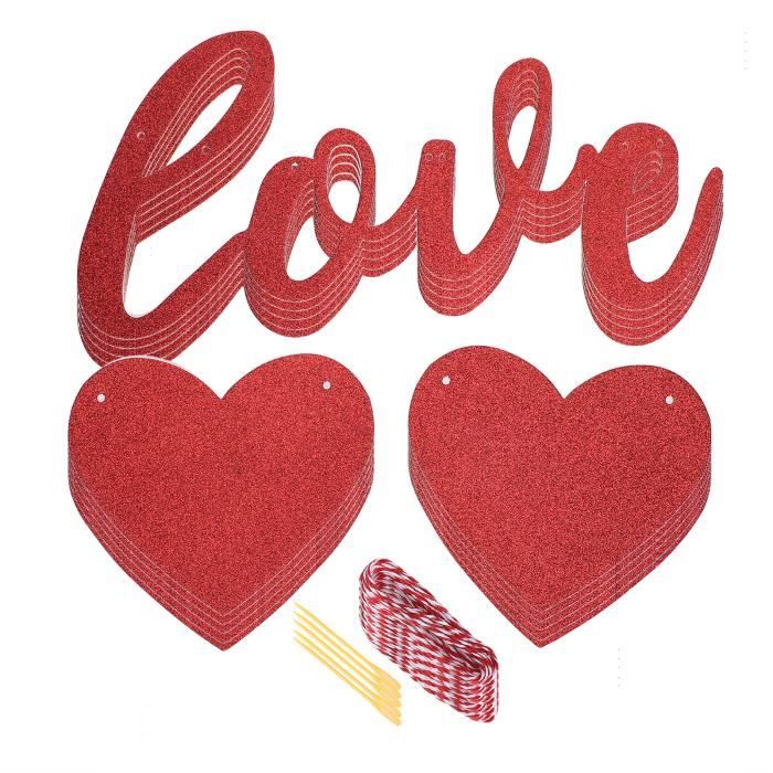 Decoration A Suspendre En Forme De Coeur Ensemble De Cartes A Suspendre Exquis De Lettre D Amour Rouge Reutilisable Pour Mur Cdiscount Maison