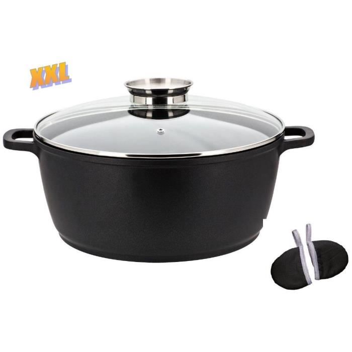 Set De 2 Casseroles à Induction En Aluminium Avec Revêtement Granit Antiadhésif - 4,4L Et 6,2L - Couvercle Verre - Compatible Tous Feux