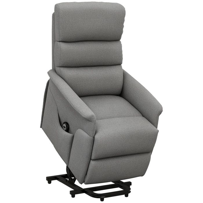 Fauteuil releveur électrique - HOMCOM - repose-pied - dossier inclinable - télécommande pochette - gris