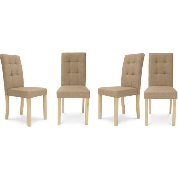 lot de 4 chaises capitonnées beiges polga pour salle à manger - idmarket - design scandinave - confortable