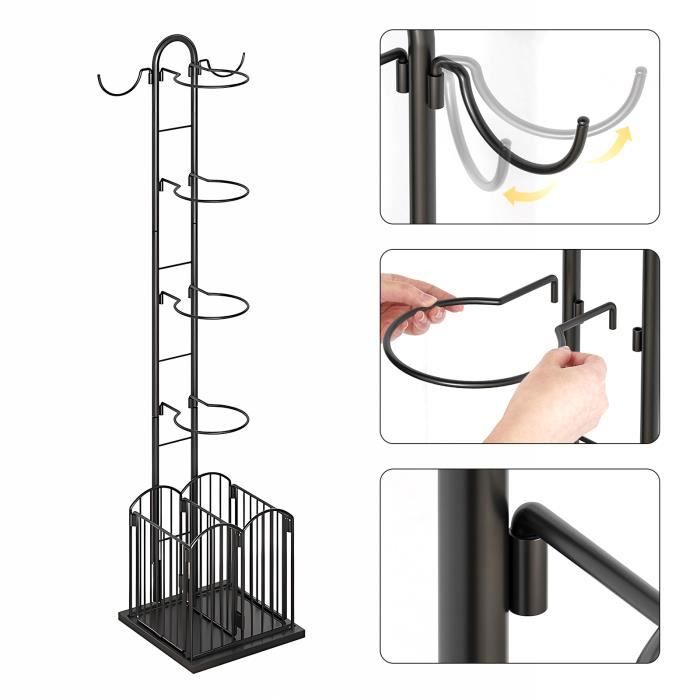 Support de Basket-Ball métallique JEOBEST - Étagère de rangement pour ballons de sport - Noir - 25*30*152cm