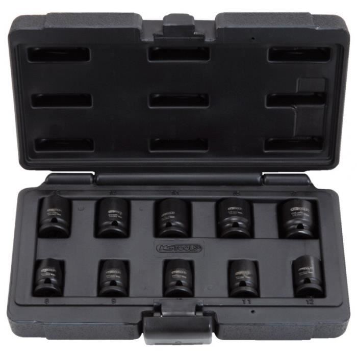 KS TOOLS 515.0950 Jeu de douilles à chocs 12 pans courtes, 10 pièces