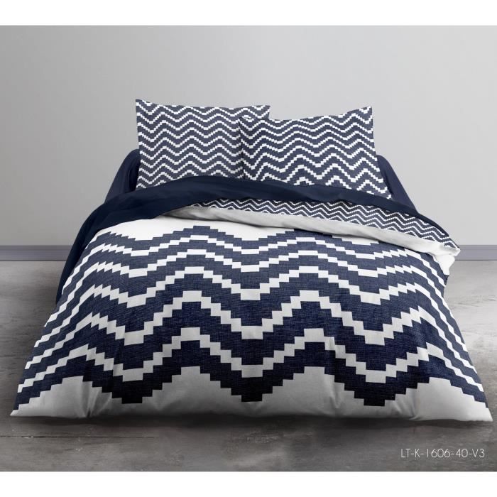 TODAY Parure de couette Enjoy Weaves - 1 housse de couette et 2 taies d'oreiller - 100% coton - 220 x 240 cm