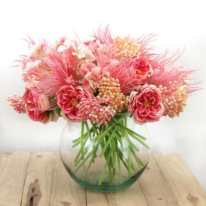 Ligne Deco Bouquet Champetre Artificiel De 36 Tiges De Fleurs Roses 25cm Bouquet De Fleurs Artificielles Cdiscount Pret A Porter