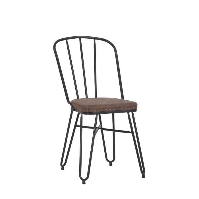 detroit - chaise en fer couleur marron 55 x 45 x 86