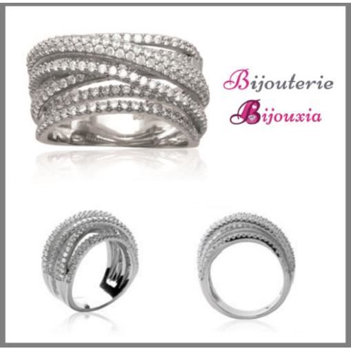 Bague Argent Massif Ajourée Motif Croisé – Taille 58
