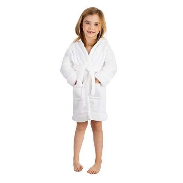 Elowel Robe De Chambre A Capuche Pour Enfants Garcons Filles Blanc