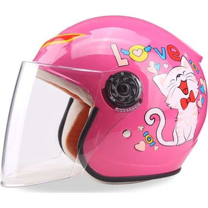Casque enfant de moto scooter fille garçon quatre saisons casque casque  demi jet dessin anime Chatte - Cdiscount Auto