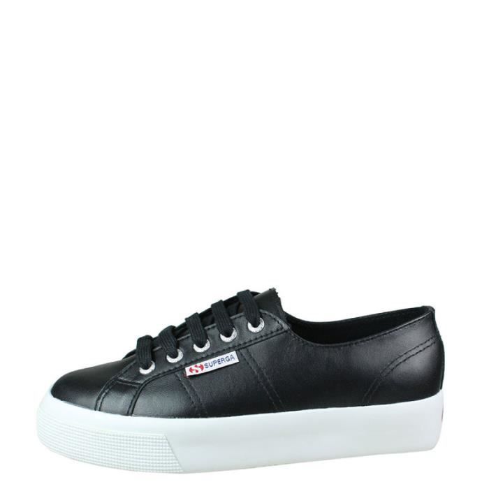 Superga Basket Superga 2730-NAPLNGCOTU - Réf. S111ECW-C39 - Femme - Noir - Cuir - Lacets - Plat