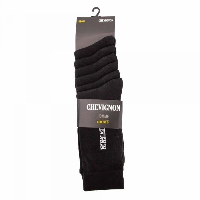 Pack De 5 Paires De Chaussettes Chevignon - Couleur Noire Unie - Taille Unique Adulte - 65% Coton