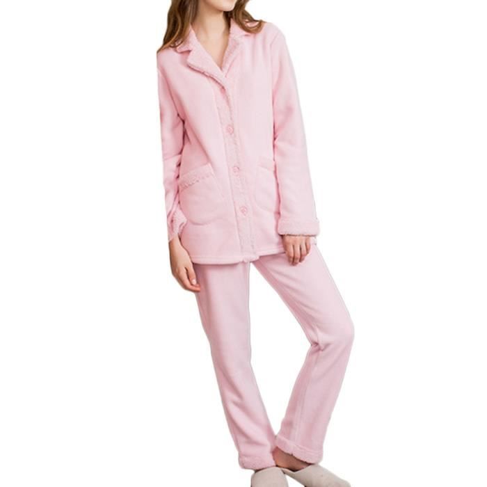 Femme Ensemble De Pyjama 2 Pices Hiver Pyjamas Extra Doux Élégant
