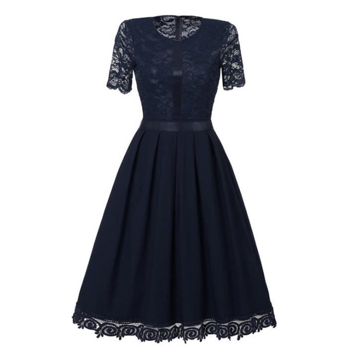 Robe femme Europe et Am?�rique R?�tro Dentelle Grande Robe swing robe GO�?� Noir - Cdiscount Pr??t-?� 