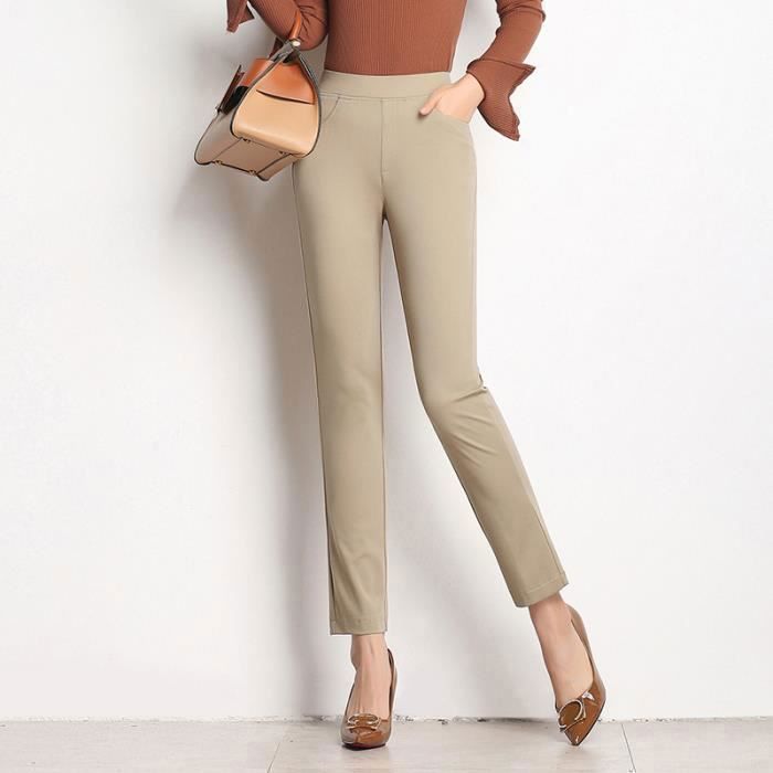 Pantalon Femme Slim Taille Haute Stretch Pantalon Taille Elastique