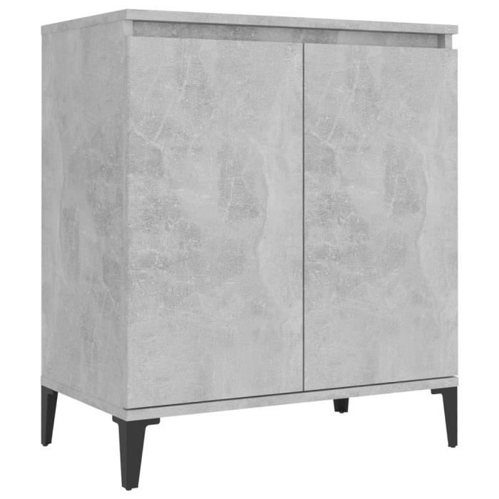 Buffet bas - OMABETA - Gris béton - 60x35x70 cm - 2 portes - Meuble de séjour