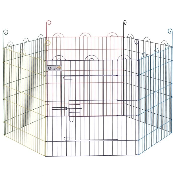 Parc Chien PawHut Fil Métallique 120x120x60cm Multicolore Parc Chien PawHut Fil Métallique 120x120x60cm Multicolore